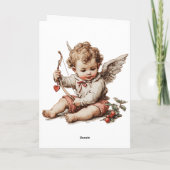 Antiker Cupid mit Herz-Bogen Karte (Rückseite)