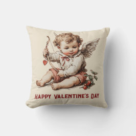 Antiker Cupid mit Herz-Bogen Kissen