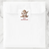 Antiker Cupid mit Herz-Bogen Quadratischer Aufkleber (Tasche)