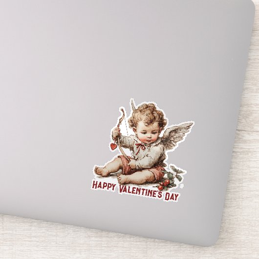 Antiker Cupid mit Herz und Bogen Aufkleber (Detail)
