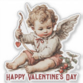 Antiker Cupid mit Herz und Bogen Aufkleber (Vorderseite)