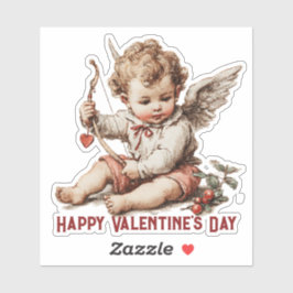 Antiker Cupid mit Herz und Bogen Aufkleber