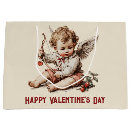 Antiker Cupid mit Herz und Bogen Große Geschenktüte