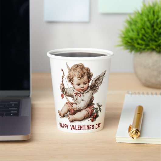 Antiker Cupid mit Herz und Bogen Pappbecher (InSitu)