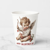 Antiker Cupid mit Herz und Bogen Pappbecher (Rückseite)