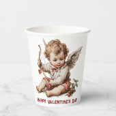 Antiker Cupid mit Herz und Bogen Pappbecher (Vorderseite)