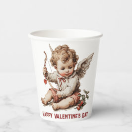 Antiker Cupid mit Herz und Bogen Pappbecher