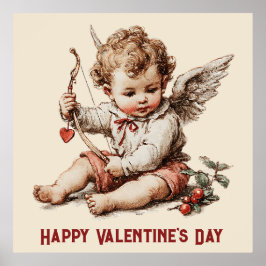 Antiker Cupid mit Herz und Bogen Poster