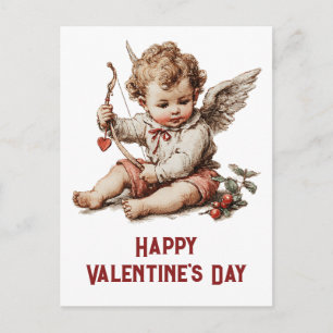 Antiker Cupid mit Herz und Bogen Postkarte