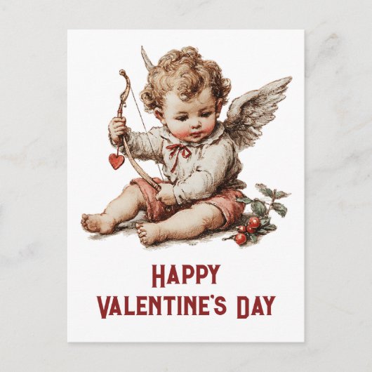 Antiker Cupid mit Herz und Bogen Postkarte (Vorderseite)