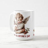 Antiker Cupid mit Herzpfeil Kaffeetasse (Vorderseite Links)