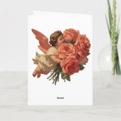 Antiker Cupid mit Rosenbouquet Karte (Rückseite)