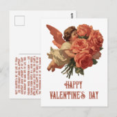 Antiker Cupid mit Rosenbouquet Postkarte (Vorne/Hinten)