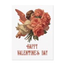 Antiker Cupid mit Rosenbouquet