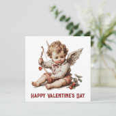 Antiker Cupido mit Herz-Bogen Karte (Stehend Vorderseite)