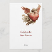 Antiker Cupido mit Herz Einladung (Rückseite)