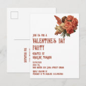 Antiker Cupido mit Rosenbouquet Einladungspostkarte (Vorne/Hinten)