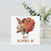 Antiker Cupido mit Rosenstrauß Karte (Stehend Vorderseite)