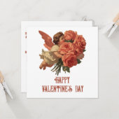 Antiker Cupido mit Rosenstrauß Karte (Vorderseite/Rückseite Beispiel)