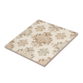 Antiker Damast Elegantes Beige Französischer Landh Fliese (Seite)