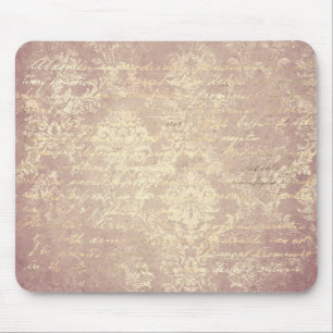 Antiker Damast-Schriftzug Gold Rosa abgenutzt Chic Mousepad