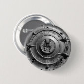 Antiker Dampf-Traktor vorne. Button (Vorne & Hinten)