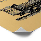 Antiker Dampflok Motor Lokomotive "Steampunk" Art Poster (Ecke)