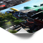 Antiker Dampfzug Motor Lokomotivzug Collage Poster (Ecke)