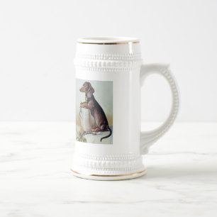 Antiker deutscher Dachshund-Druck Beer Stein Tasse