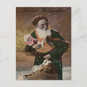 Antiker deutscher Weihnachtsmann im Schnee im vikt Postkarte