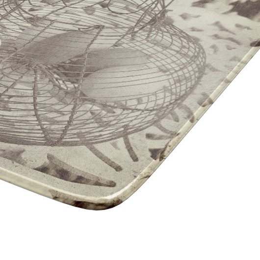 Antiker Draht-Ei-Korb Schneidebrett (Ecke)