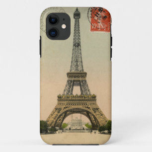 Antiker Eiffelturm mit gestempelter Postkarte iPhone 11 Hülle