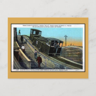 Antiker elektrischer Maultier-Schleppliner Panama- Postkarte