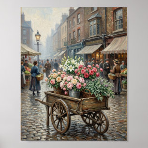Antiker englischer Blumenmarktstand I Poster
