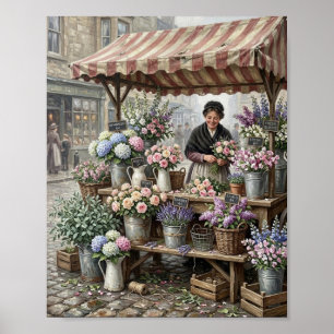 Antiker englischer Blumenmarktstand II Poster