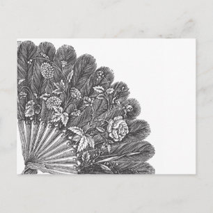Antiker Federfächer Postkarte