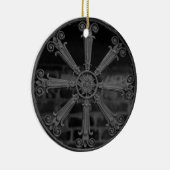 Antiker Fensterschutz aus Südschmiedeeisen B/W Keramik Ornament (Rechts)