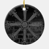 Antiker Fensterschutz aus Südschmiedeeisen B/W Keramik Ornament (Hinten)