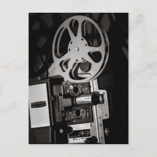 Antiker Filmprojektor Schwarz-Weiß Postkarte