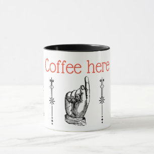 antiker Fingerzeig Hand schwarz und weiß Tasse