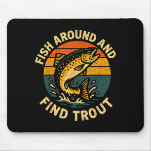 Antiker Fisch ringsum und findet Forellen Angler F Mousepad