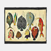 antiker Fischdruck Fleecedecke (Vorderseite (Horizontal))