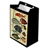 antiker Fischdruck Mittlere Geschenktüte (Vorderseite Schrägansicht)