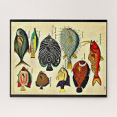 antiker Fischdruck Puzzle (Horizontal)