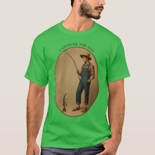 Antiker Fischer mit einer Astangel und Fisch URM T-Shirt