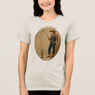 Antiker Fischer mit einer Astangel und Fisch URM Tri-Blend Shirt
