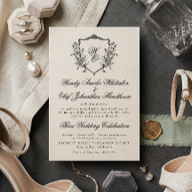 Antiker Flora-Kranz Creme & Rückseiten-Monogramm H