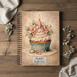 Antiker floraler Cupcake Notizblock