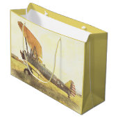 Antiker Flugzeug-Doppeldecker Große Geschenktüte (Vorderseite Schrägansicht)