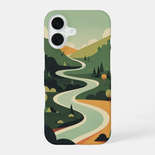 Antiker Fluss in einem grünen Tal iPhone 16 Hülle (Rückseite)